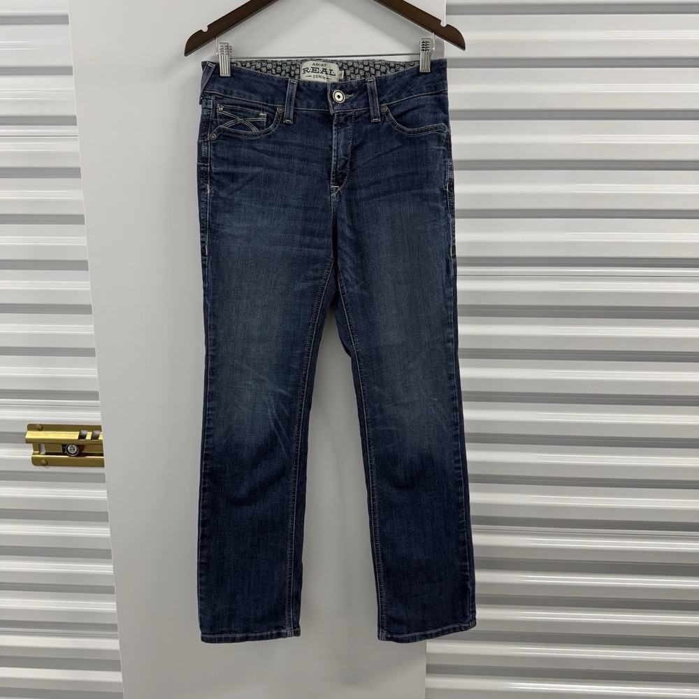 Ariat REAL Women 30S Perfect Rise Straight Jeans Dark Wash Western AW6325